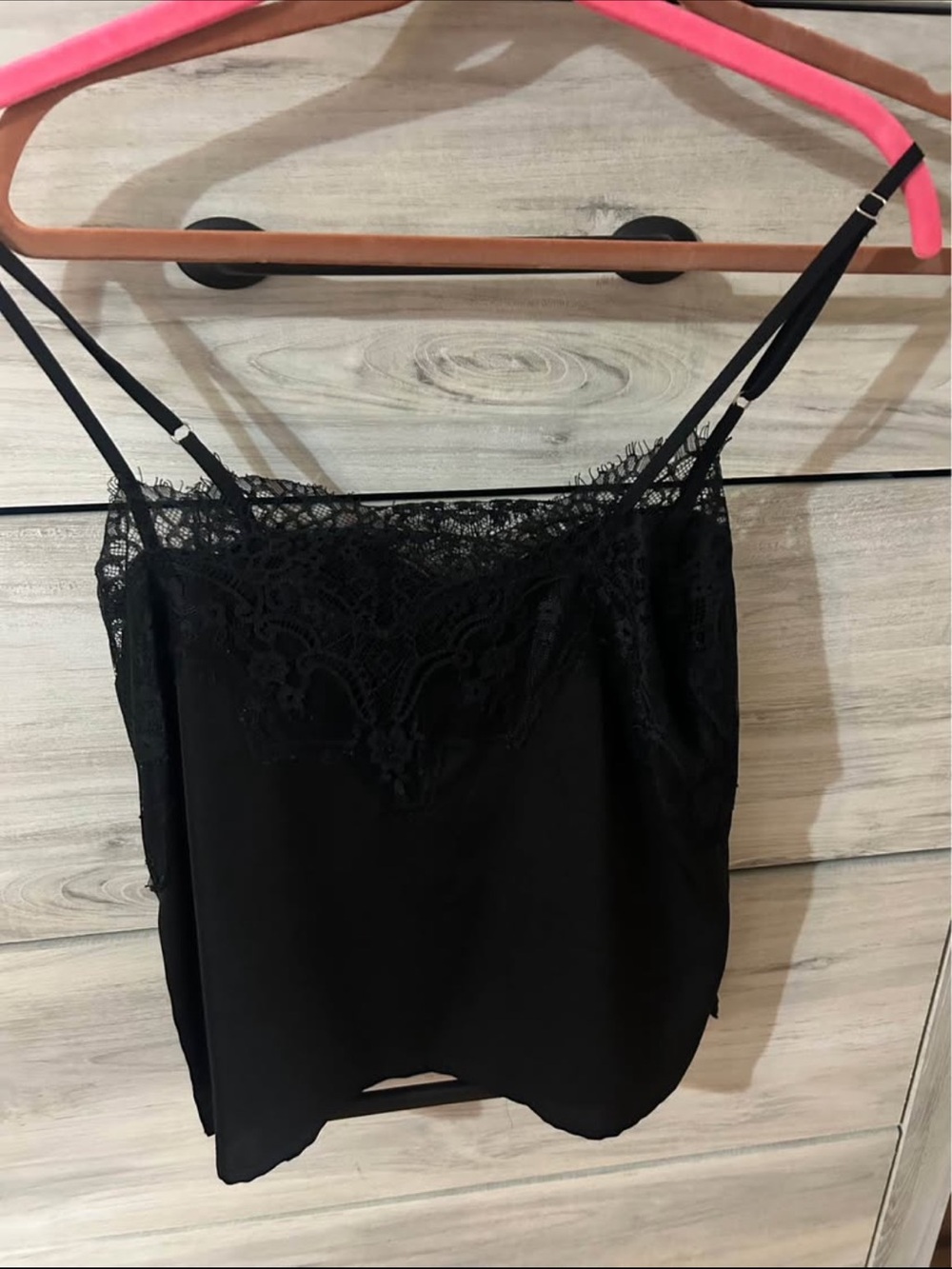 Lulu's Black Lace Trim Satin Cami